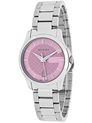 Gucci G Timeless Pink Dial Silver Steel Strap Watch For Women - YA126524 Buy Now By Gucci