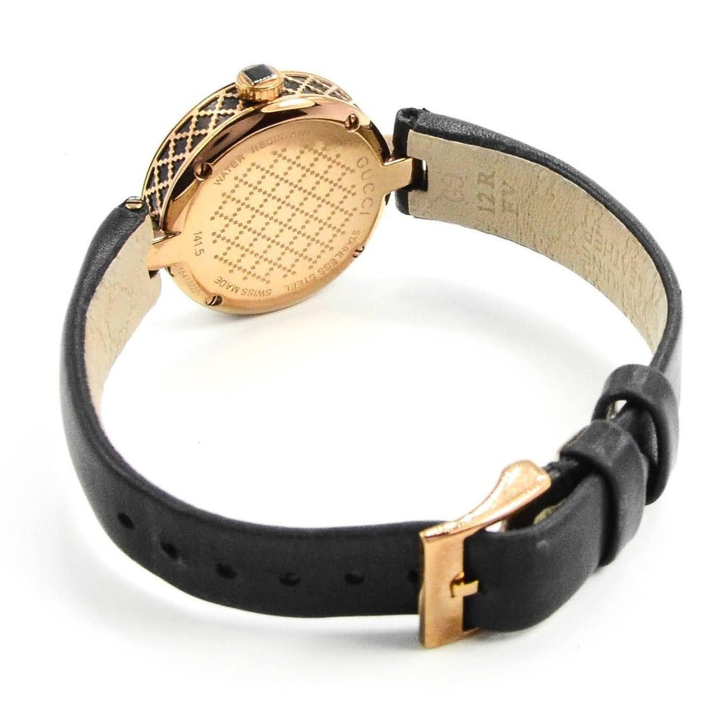 Gucci Diamantissima Quartz Black Dial Black Leather Strap Watch for Women - YA141501 Buy Now By Gucci