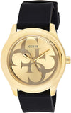 Guess G Twist Gold Dial Black Leather Strap Watch for Women - W0911L3 Buy Now By Guess
