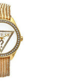 Guess Mini Triangle Quartz White Dial Gold Leather Strap Watch For Women - W70015l1 Buy Now By Guess