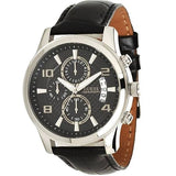 Guess Exec Chronograph Quartz Black Dial Black Leather Strap Watch for Men - W0076G1 Buy Now By Guess