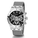Guess Continental Quartz Black Dial Silver Mesh Strap Watch For Men - GW0582G1 Buy Now By Guess