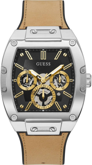Guess Phoenix Multifunction Black Dial Brown Leather Strap Watch for Men - GW0202G3 Buy Now By Guess