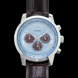 Guess Horizon Chronograph Analog Blue Dial Brown Leather Strap Watch For Men - W0380G6 Buy Now By Guess