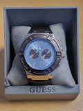 Guess Rigor Analogue Quartz Blue Dial Brown Leather Strap Watch For Men - W0040G10 Buy Now By Guess
