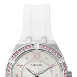 Guess Sparkling Silver Dial White Rubber Strap Watch For Women - GW0032L1 Buy Now By Guess