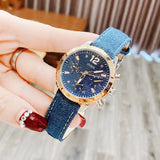Guess Marina Chronograph Blue Dial Blue Denim Strap Watch For Women - W1057L1 Buy Now By Guess