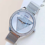 Guess Tri Glitz Quartz Silver Dial Silver Mesh Bracelet Watch For Women - W1142L1 Buy Now By Guess