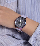 Guess Dahlia Analog Silver Dial Purple Leather Strap Watch For Women - GW0529L4 Buy Now By Guess