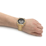 Guess Trophy Diamonds Black Dial Gold Steel Strap Watch for Men - GW0390G2 Buy Now By Guess