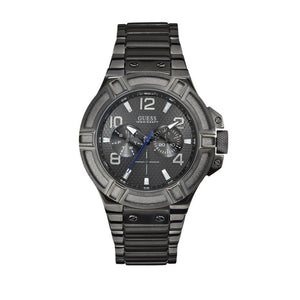 Guess Rigor Multifunction Black Dial Black Steel Strap Watch For Men - W0218G1 Buy Now By Guess