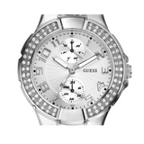 Guess Mini Prism Diamonds Silver Dial Silver Steel Strap Watch for Women - W12638L1 Buy Now By Guess