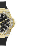 Guess Zeus Chronograph Diamonds Black Dial Black Silicone Strap Watch For Men - GW0208G2 Buy Now By Guess