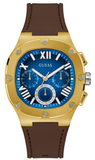 Guess Headline Chronograph Blue Dial Brown Silicone Strap Watch For Men - GW0571G5 Buy Now By Guess
