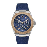 Guess Legacy Analog Blue Dial Blue Denim Strap Watch for Men - W1058G1 Buy Now By Guess