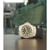 Guess Venus Diamonds Black Dial Black Rubber Strap Watch for Women - GW0118L1