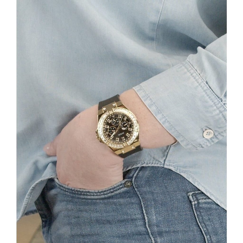 Guess Venus Diamonds Black Dial Black Rubber Strap Watch for Women - GW0118L1 Buy Now By Guess