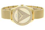 Guess Tri Glitz Quartz Diamonds Gold Dial Gold Mesh Bracelet Watch For Women - W1142L2 Buy Now By Guess