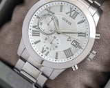 Guess Atlas Chronograph Silver Dial Silver Steel Strap Watch For Men - W0668G7 Buy Now By Guess