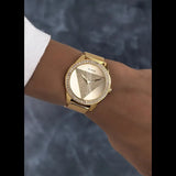 Guess Tri Glitz Quartz Diamonds Gold Dial Gold Mesh Bracelet Watch For Women - W1142L2 Buy Now By Guess
