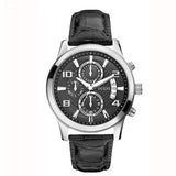 Guess Exec Chronograph Quartz Black Dial Black Leather Strap Watch for Men - W0076G1 Buy Now By Guess