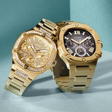Guess Headliner Multifunction Black Dial Gold Steel Strap Watch For Men - GW0572G2 Buy Now By Guess
