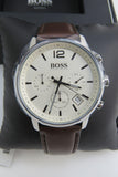 Hugo Boss Slim Chronograph White Dial Brown Leather Strap Watch For Men - 1513263 Buy Now By Hugo Boss