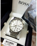 Hugo Boss Aeroliner Chronograph White Dial Silver Steel Strap Watch For Men - 1512445 Buy Now By Hugo Boss