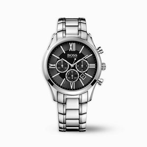 Hugo Boss Ambassador Chronograph Black Dial Silver Steel Strap Watch For Men - HB1513196 Buy Now By Hugo Boss