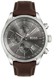 Hugo Boss Grand Prix Grey Dial Brown Leather Strap Watch for Men - 1513476 Buy Now By Hugo Boss
