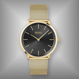 Hugo Boss Horizon Quartz Black Dial Gold Mesh Bracelet Watch For Men - HB1513735 Buy Now By Hugo Boss