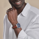 Fossil Minimalist Blue Dial Brown Leather Strap Watch for Men - FS5304 Buy Now By Fossil