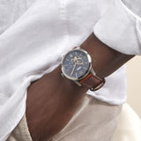Fossil Townsman Automatic Blue Dial Brown Leather Strap Watch for Men - ME3110 Buy Now By Fossil