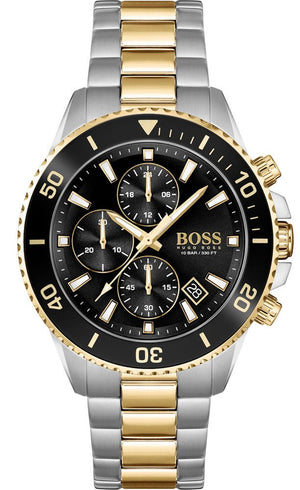 Hugo Boss Admiral Black Dial Two Tone Steel Strap Watch for Men - 1513908 Buy Now By Hugo Boss