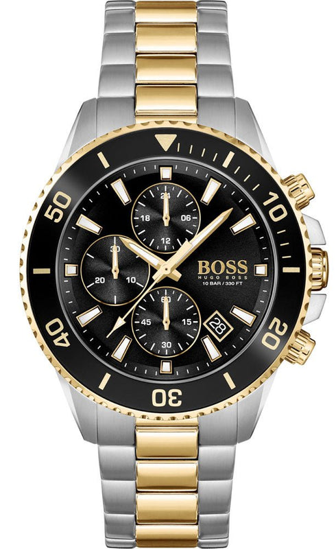Hugo Boss Admiral Black Dial Two Tone Steel Strap Watch for Men - 1513908 Buy Now By Hugo Boss