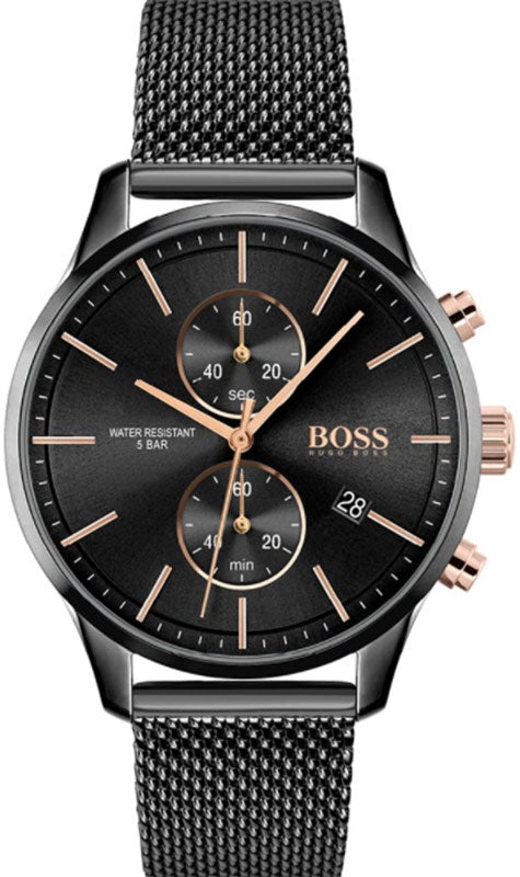 Hugo Boss Associate Black Dial Black Mesh Bracelet Watch for Men - 1513811 Buy Now By Hugo Boss