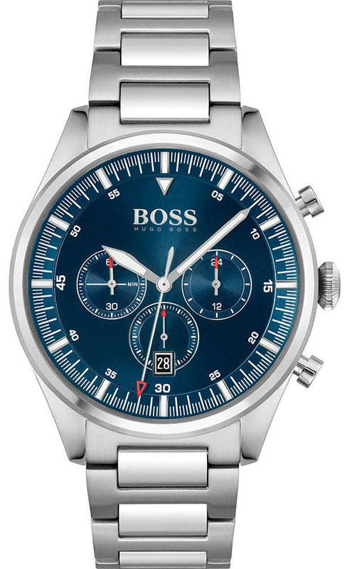 Hugo Boss Pioneer Blue Dial Silver Steel Strap Watch for Men - 1513867 Buy Now By Hugo Boss