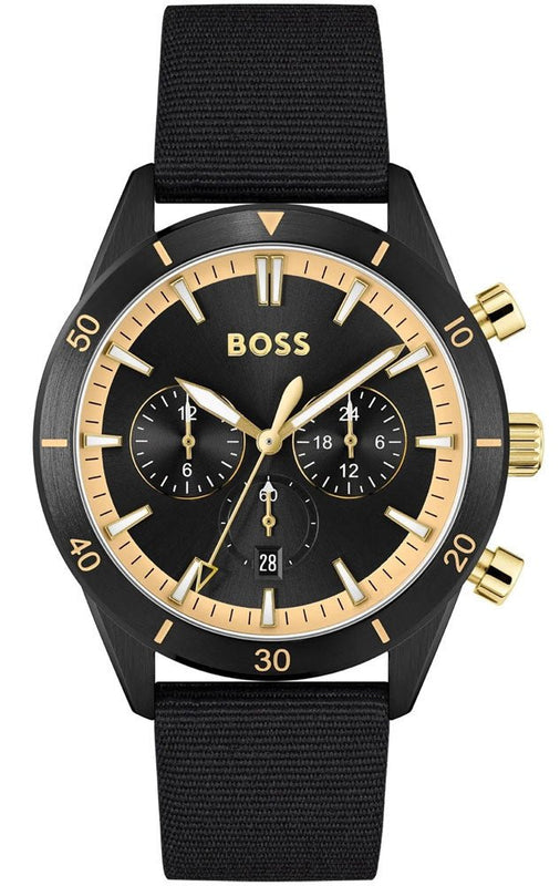 Hugo Boss Santiago Black Dial Black Nylon Strap Watch for Men - 1513935 Buy Now By Hugo Boss