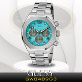 Guess Empire Chronograph Quartz Sky Blue Dial Silver Steel Strap Watch For Men - GW0489G3 Buy Now By Guess