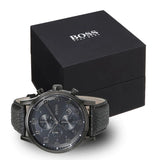 Hugo Boss Blackout Chronograph Black Dial Black Leather Strap Watch For Men - HB1512567 Buy Now By Hugo Boss