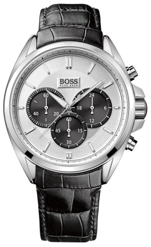 Hugo Boss Driver Chronograph Quartz Silver Dial Black Leather Strap Watch For Men - 1512880 Buy Now By Hugo Boss