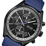 Hugo Boss Grand Prix Chronograph Black Dial Blue Leather Strap Watch for Men - 1513563 Buy Now By Hugo Boss