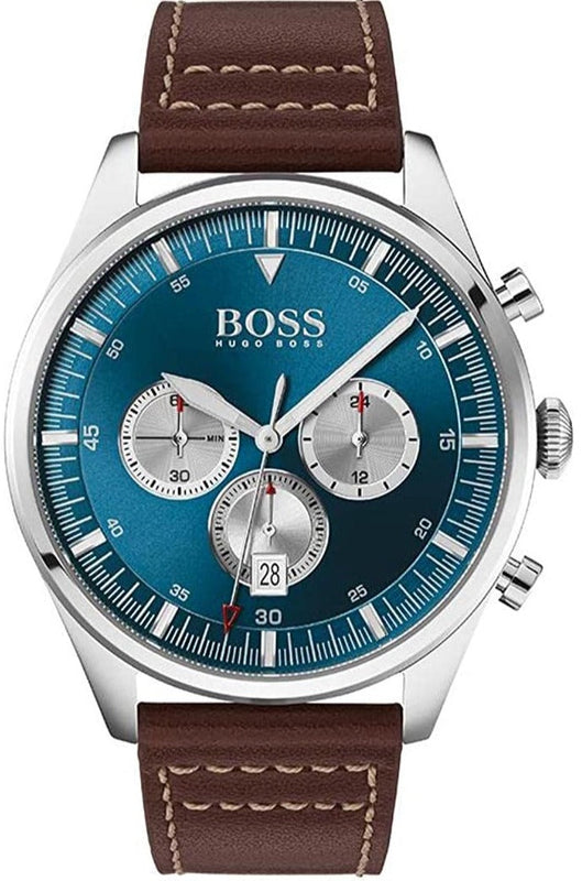 Hugo Boss Pioneer Chronograph Blue Dial Brown Leather Strap Watch For Men - 1513709 Buy Now By Hugo Boss