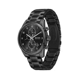 Hugo Boss Skymaster Chronograph Black Dial Black Steel Strap Watch for Men - 1513785 Buy Now By Hugo Boss