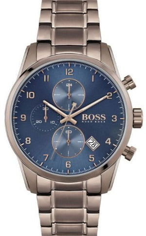 Hugo Boss Skymaster Blue Dial Brown Steel Strap Watch for Men - 1513788 Buy Now By Hugo Boss