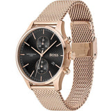 Hugo Boss Associate Black Dial Rose Gold Mesh Bracelet Watch for Men - 1513806 Buy Now By Hugo Boss