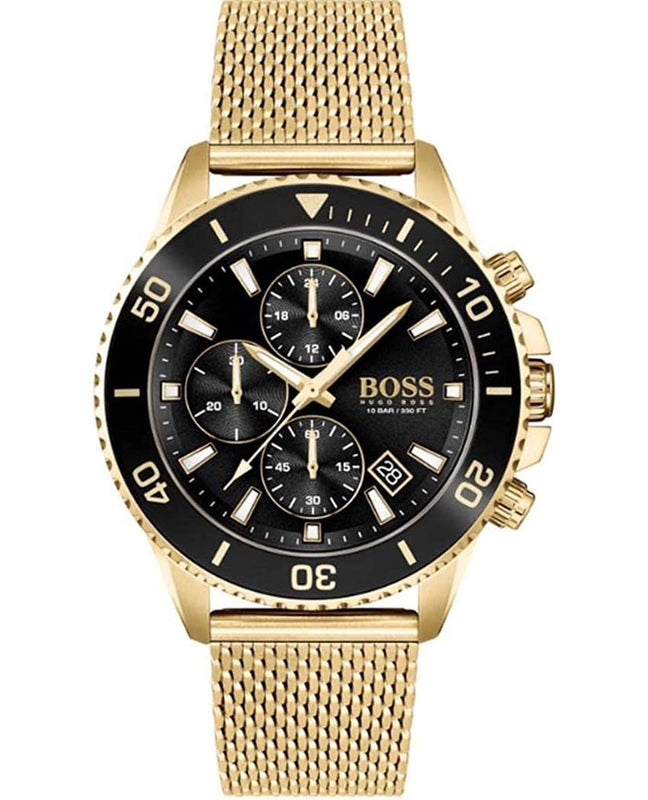 Hugo Boss Admiral Chronograph Black Dial Gold Mesh Bracelet Watch for Men - 1513906 Buy Now By Hugo Boss