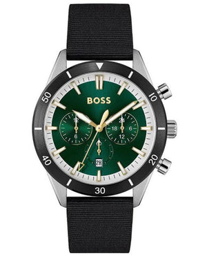 Hugo Boss Santiago Green Dial Black Nylon Strap Watch for Men - 1513936 Buy Now By Hugo Boss