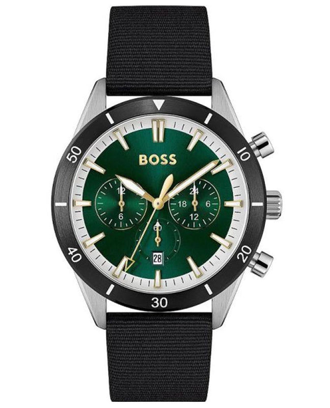 Hugo Boss Santiago Green Dial Black Nylon Strap Watch for Men - 1513936 Buy Now By Hugo Boss