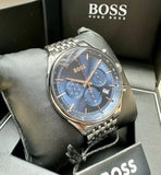 Hugo Boss Gregor Chronograph Blue Dial Grey Steel Strap Watch For Men - 1514083 Buy Now By Hugo Boss